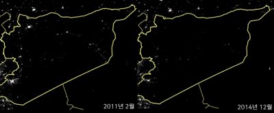 시리아: 4년의 내전으로 불빛 83% 사라져